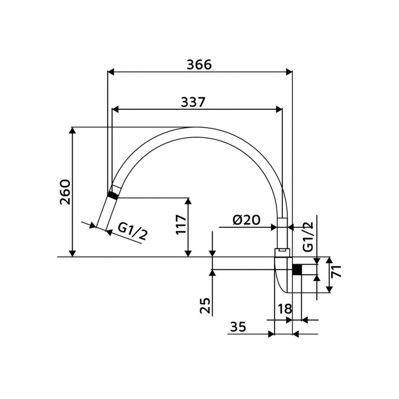 Braccio doccia orientabile tondo 35 cm Idrobric SAPBRA0032CR
