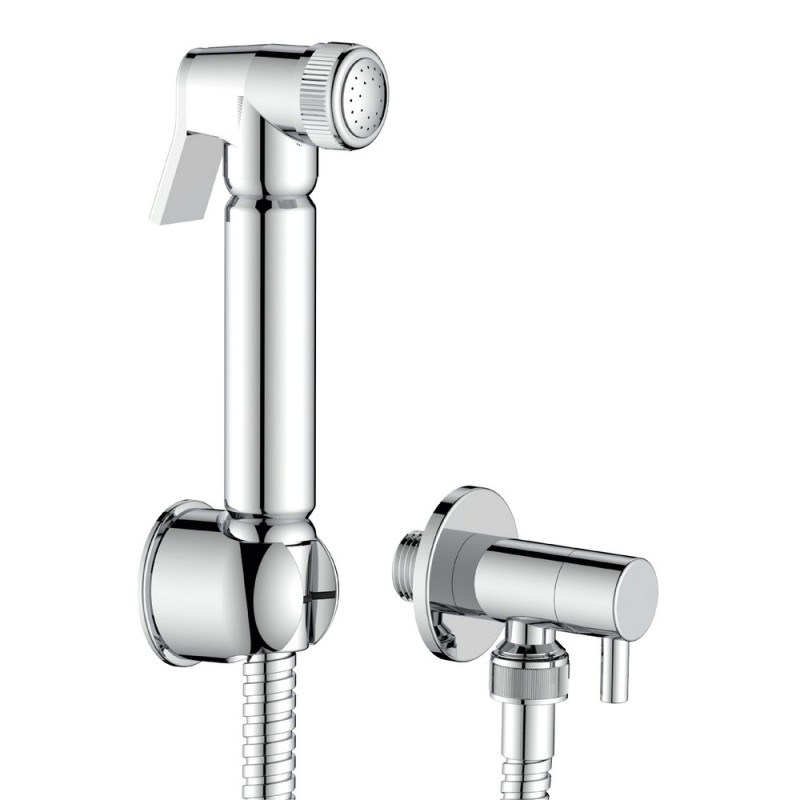 Duplex idroscopino tondo flessibile 150 cm con supporto e rubinetto Idrobric SAPDUP0076CR