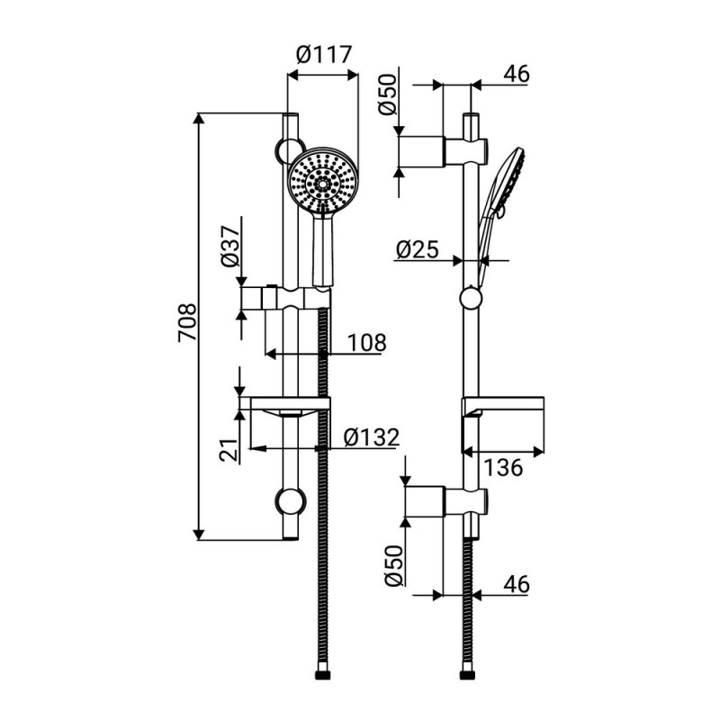 Saliscendi Mirto cromo asta con 2 supporti regolabili Idrobric SAPSAL0153CR
