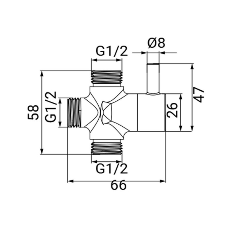 Deviatore con leva in ottone m1/2"-m1/2"-m1/2" Idrobric SAPACC0138DV