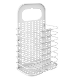 SAMMART Cesto Portabiancheria Pieghevole 42L – Contenitore Pop-Up In Plastica (TPE/PP) Con Maniglie, Salvaspazio, Bianco/Grigio