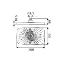 Soffione cromato e nero 30x19 cm 1 getto - Serie Vortex Square Idrobric SAPSOF0087CR