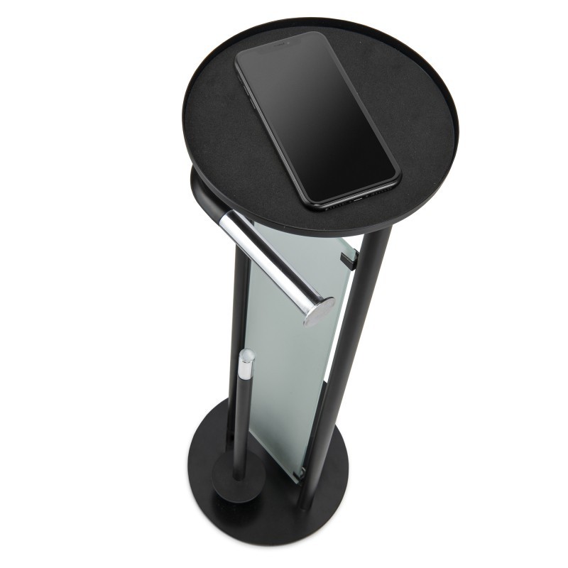 Piantana porta scopino e rotolo con vetro finitura nera/cromo Idrobric A113002NR