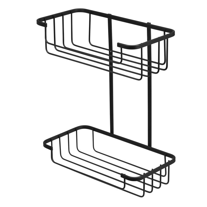 Mensola doccia serie Fiordaliso frontale 2 ripiani nero opaco Idrobric A114003NO