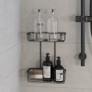 Mensola doccia serie Fiordaliso frontale 2 ripiani nero opaco Idrobric A114003NO
