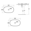 Lavabo ad incasso ovale allungato senza foro variant 60 x 36 cm Rak Ceramics 185-RNSL-60