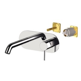 Miscelatore a incasso per lavabo con piastra in ottone cromato x-stile Remer X15KB