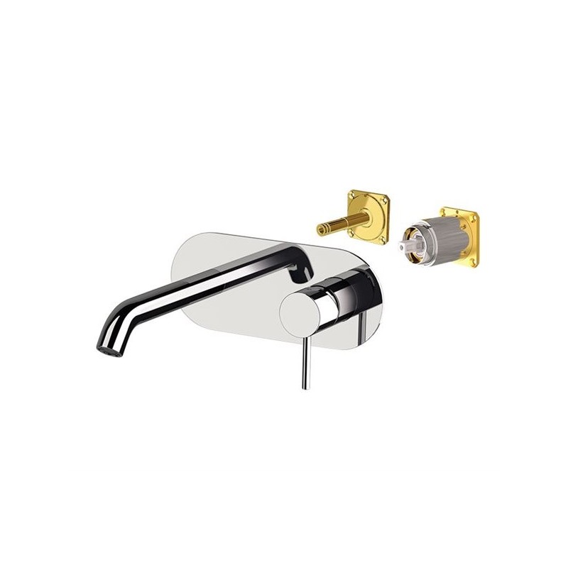Miscelatore a incasso per lavabo con piastra in ottone cromato x-stile Remer X15KB