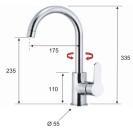 Rubinetto monocomando monoforo 90 gradi con canna alta a u - serie winner Remer W72