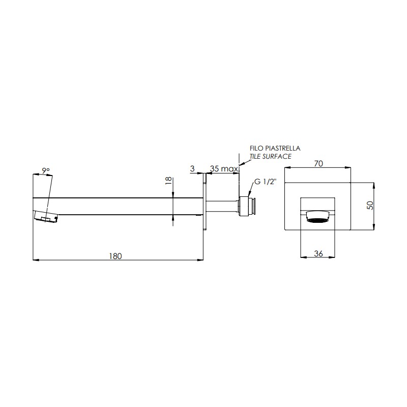 Bocca incasso serie qubika RR 91Q