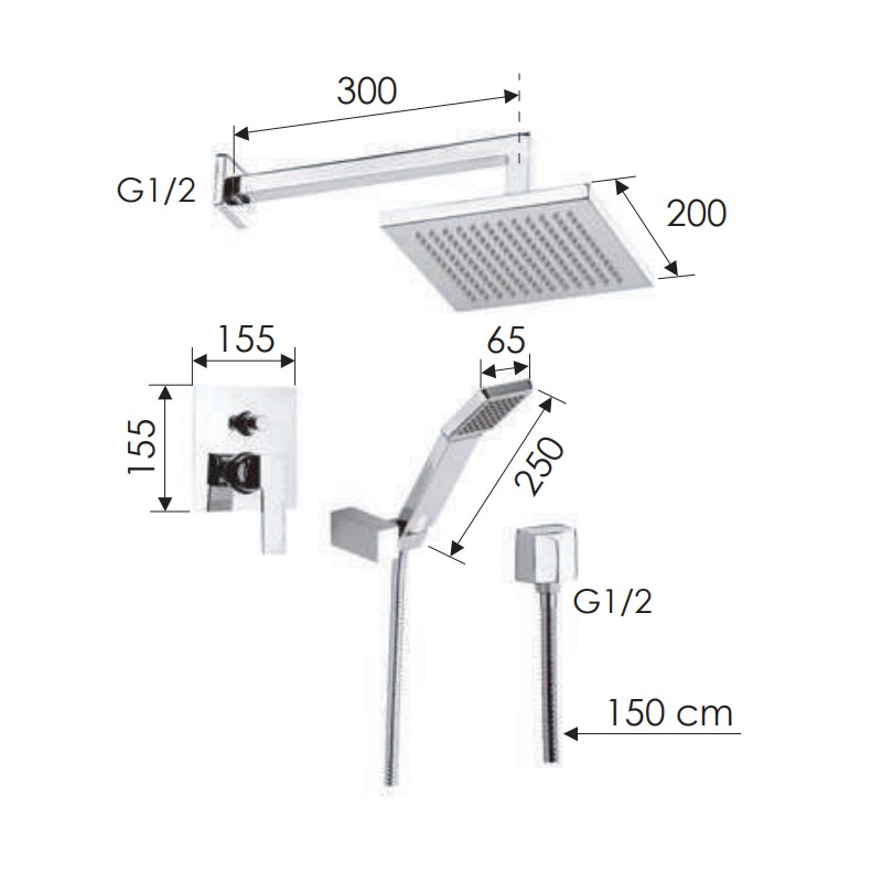 Set doccia - serie wellness qubika Remer Q09S02