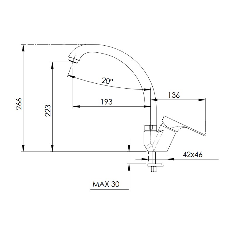 Miscelatore per lavello con bocca alta girevole tipo lusso - serie class line Remer L42