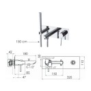 Rubinetto per vasca da incasso, deviatore e kit doccia integrato serie minimal Remer N04