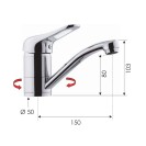 Miscelatore lavabo o lavello con canna girevole remer - serie kiss Remer K11G