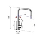 Rubinetto laterale per lavello con bocca a u girevole e doccetta dual jet serie minimal Remer N73
