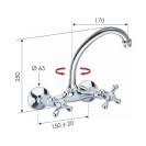 Rubinetto lavello a muro con canna superiore jota - serie liberty Remer 41LIJ