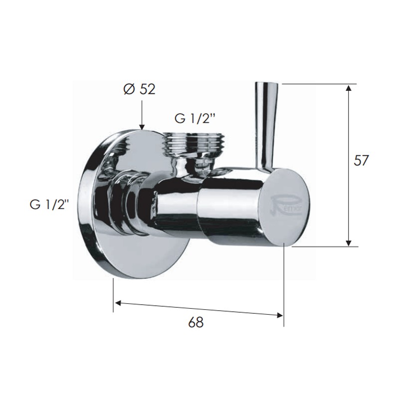 Rubinetto sottolavabo minimal in ottone cromato Remer 128L1212