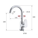 Rubinetto lavello con canna alta a u - serie touch Remer LT72