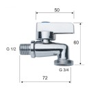 Rubinetto portagomma a sfera 1/2 interamente cromato Remer 19712