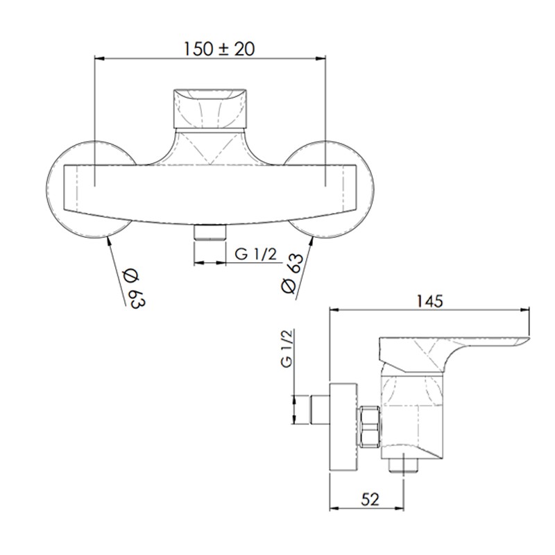 Rubinetto doccia esterno senza kit doccia - serie infinity Remer I31