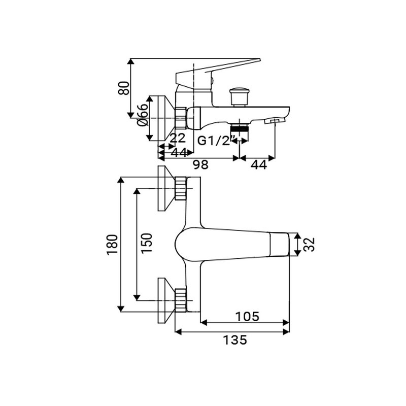Miscelatore Vasca Serie Milton Nero Opaco Idrobric IC04.1268.02