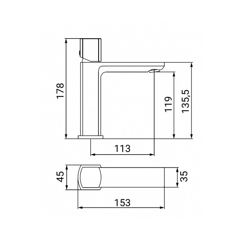 Miscelatore Lavabo Serie Edison Nero Opaco Idrobric IC04.1312.02