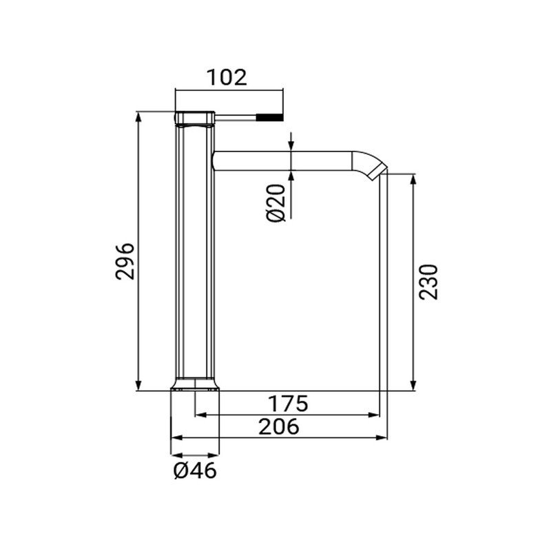 Miscelatore Lavabo Alto Serie Nobel Nero Senza Piletta Idrobric IC04.1196.02