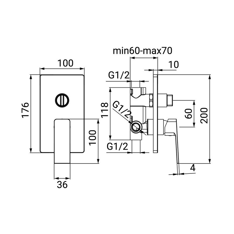 Miscelatore Incasso Doccia con Deviatore Serie Kant Cromato Idrobric IC04.1478.01