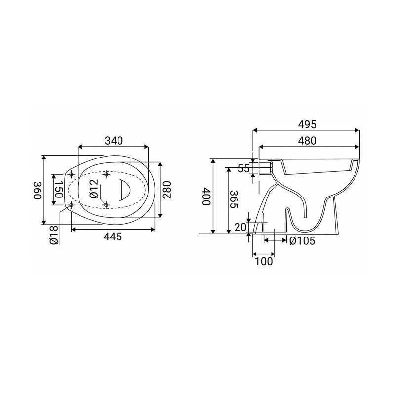 Vaso Scarico Pavimento Serie Oren Bianco Idrobric IC01.0969.07