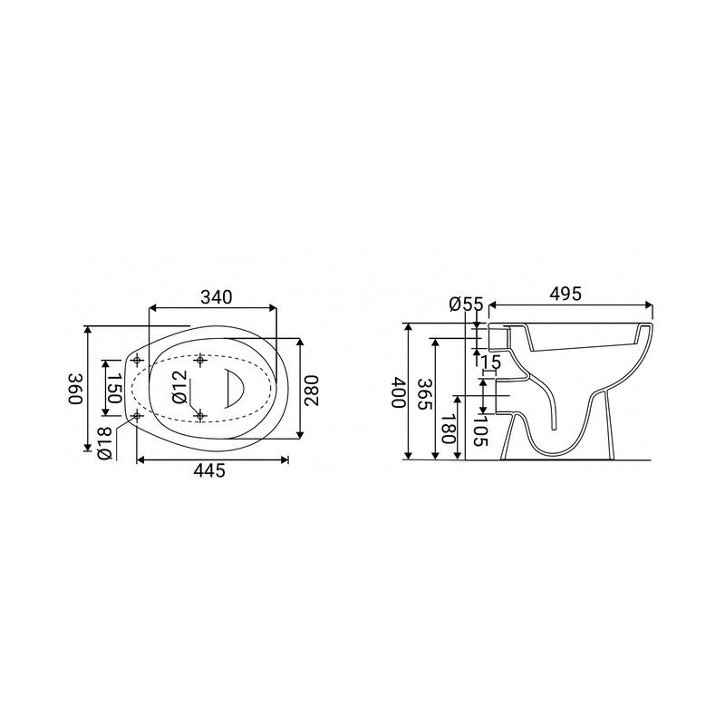 Vaso Scarico a Parete Serie Oren Bianco Idrobric IC01.0970.07 Vaso Scarico a Parete Serie Oren Bianco Idrobric IC01.0970.07