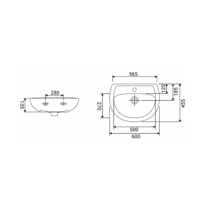 Lavabo Serie Oren 60 cm Bianco Idrobric IC01.0972.05 Lavabo Serie Oren 60 cm Bianco Idrobric IC01.0972.05