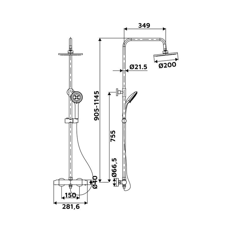 Colonna Doccia Mira Tonda con Termostatico 3 Getti Idrobric IC03.0186.01