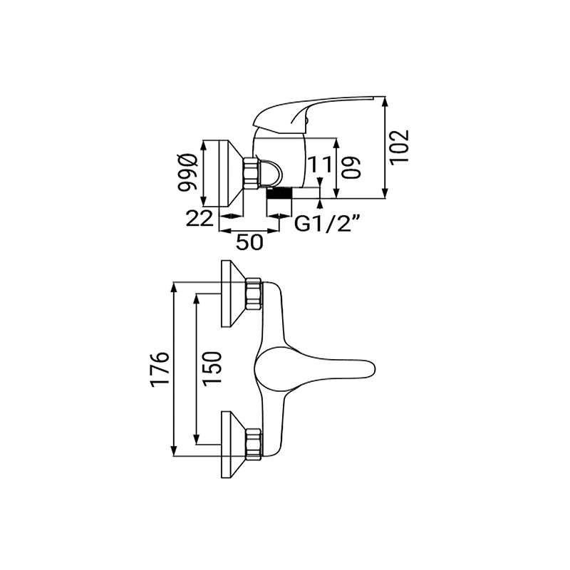 Miscelatore esterno doccia serie antartid Idroclic IC0802CR