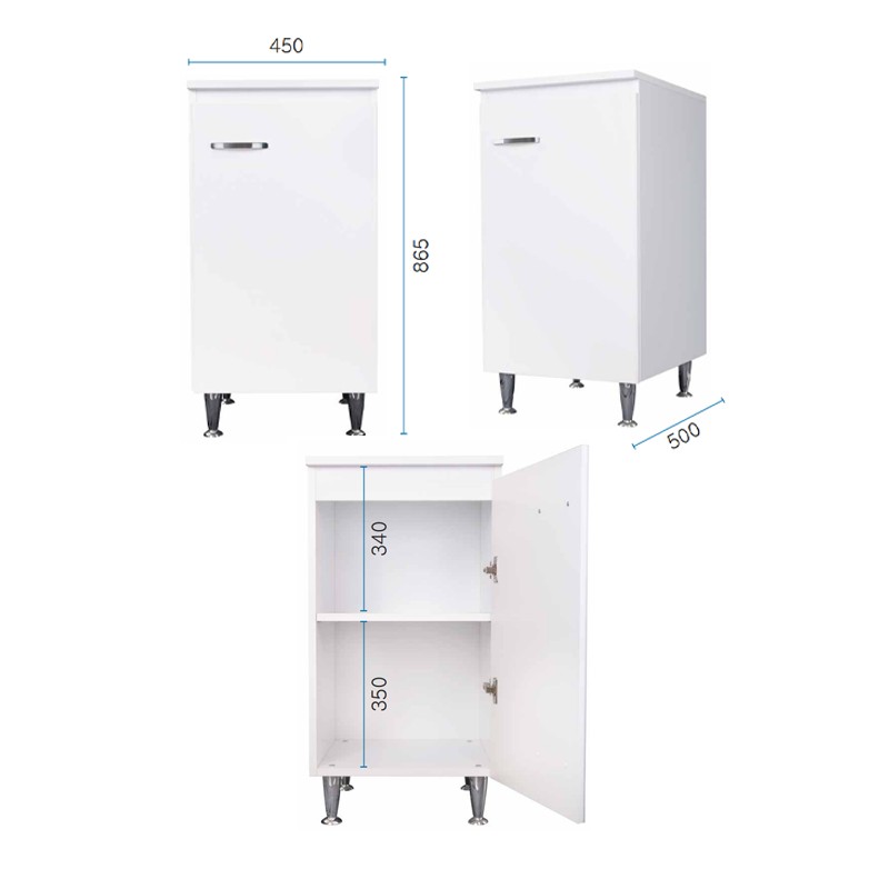 Base 45x50 anta corten grigio maniglia destra Negrari FB3006DCGDX