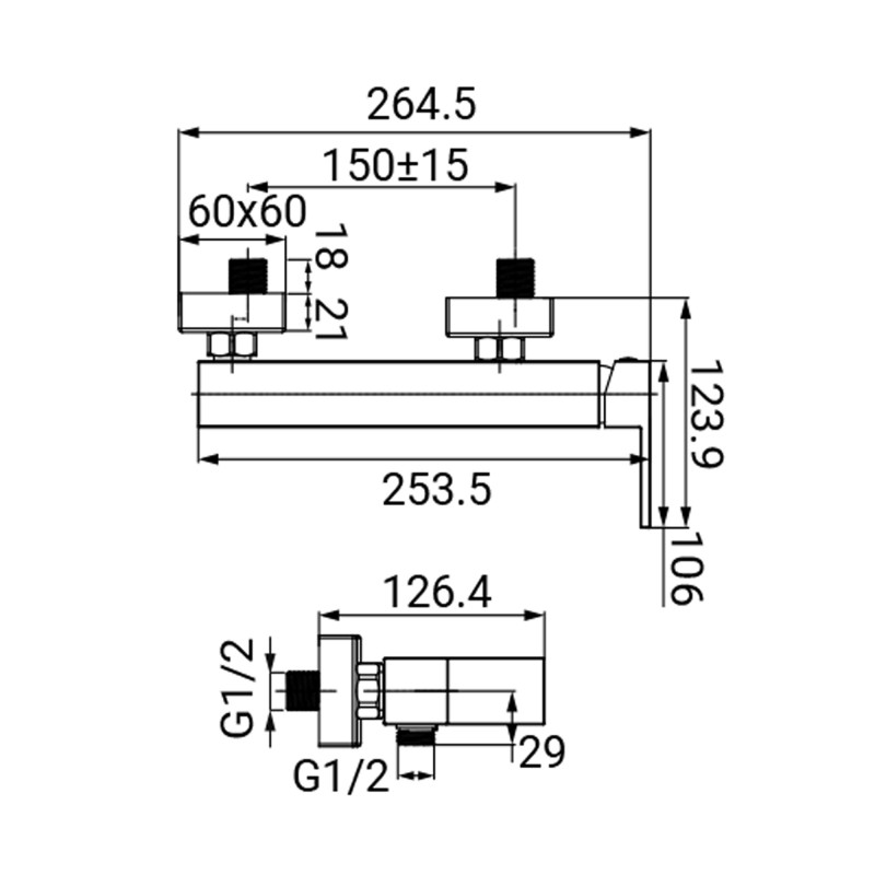 Miscelatore Esterno Doccia Serie Rubik Cromato Idrobric IC04.0898.01