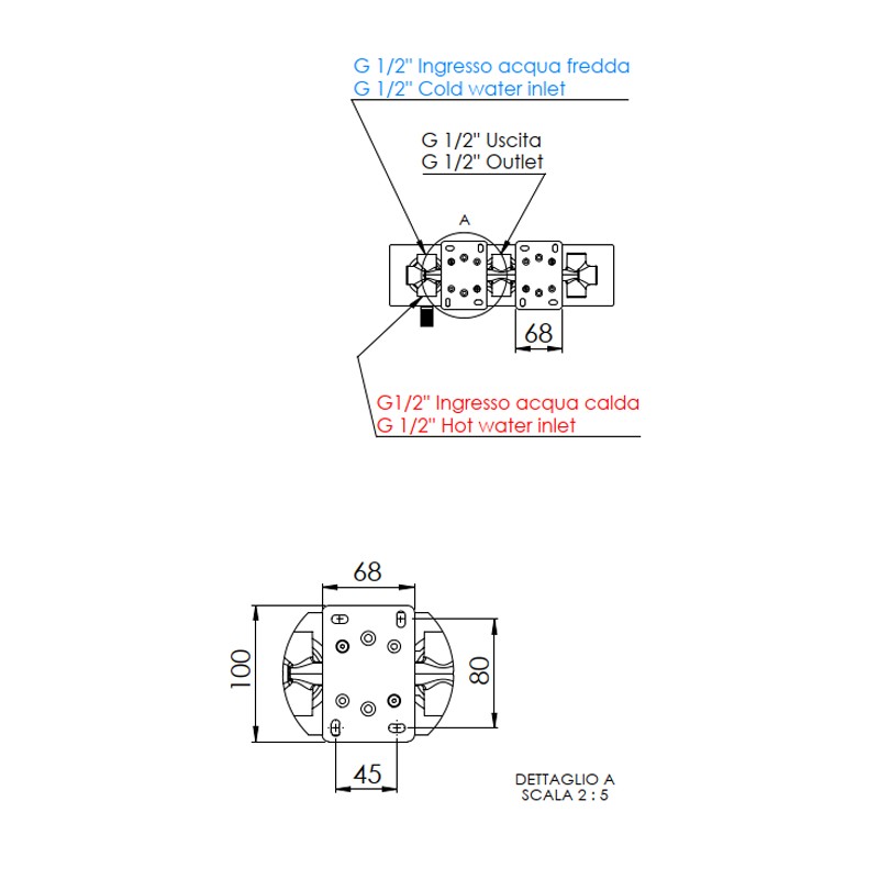 Set a incasso a 2 vie per vasca - serie Atelier Remer AL53D2WB