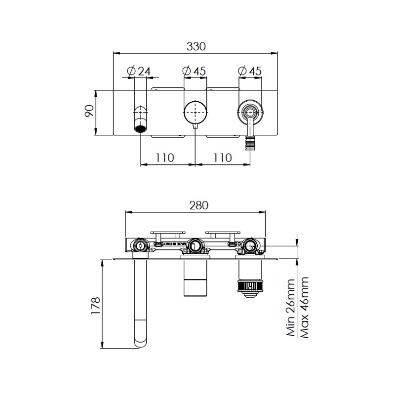 Set miscelatore 3 vie vasca o doccia - serie Atelier Remer AL54D3WB
