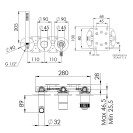 Set miscelatore a incasso a 3 vie per vasca/doccia su 3 piastre tonde - serie Atelier Remer AL97D3PWB