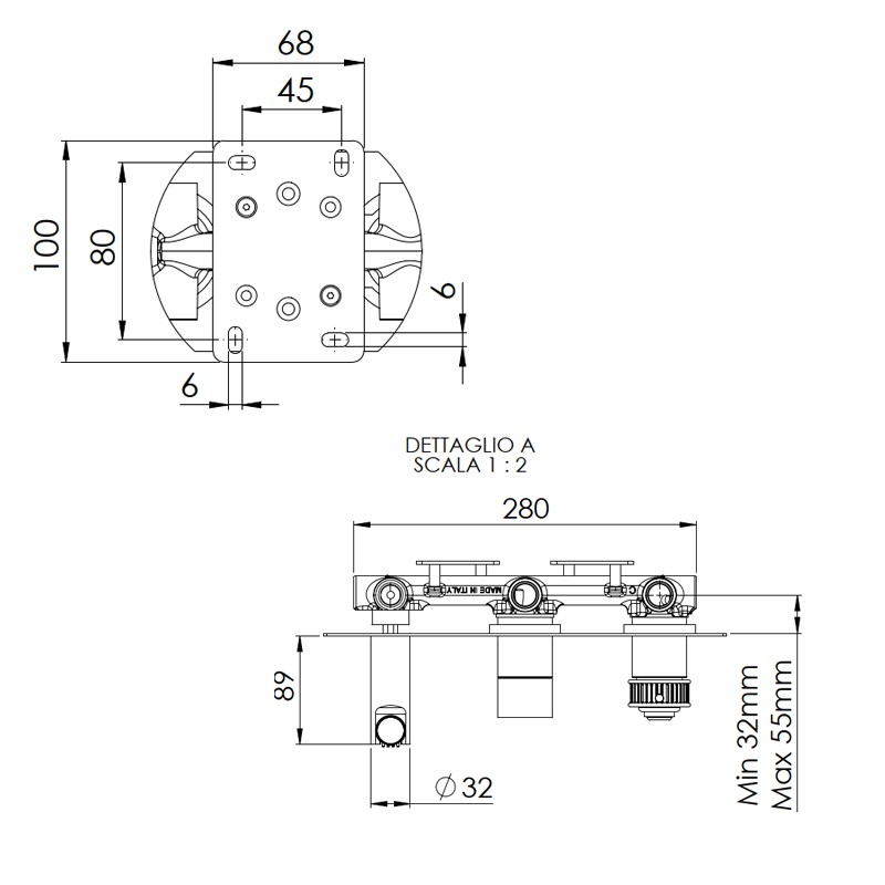 Set con miscelatore a incasso e deviatore a 3 vie per vasca o doccia - serie Atelier Remer AL97D3WB
