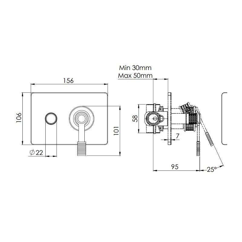 Miscelatore a incasso per vasca/doccia con deviatore a 2 vie con vitone ceramico - serie Atelier Remer AL09HRG