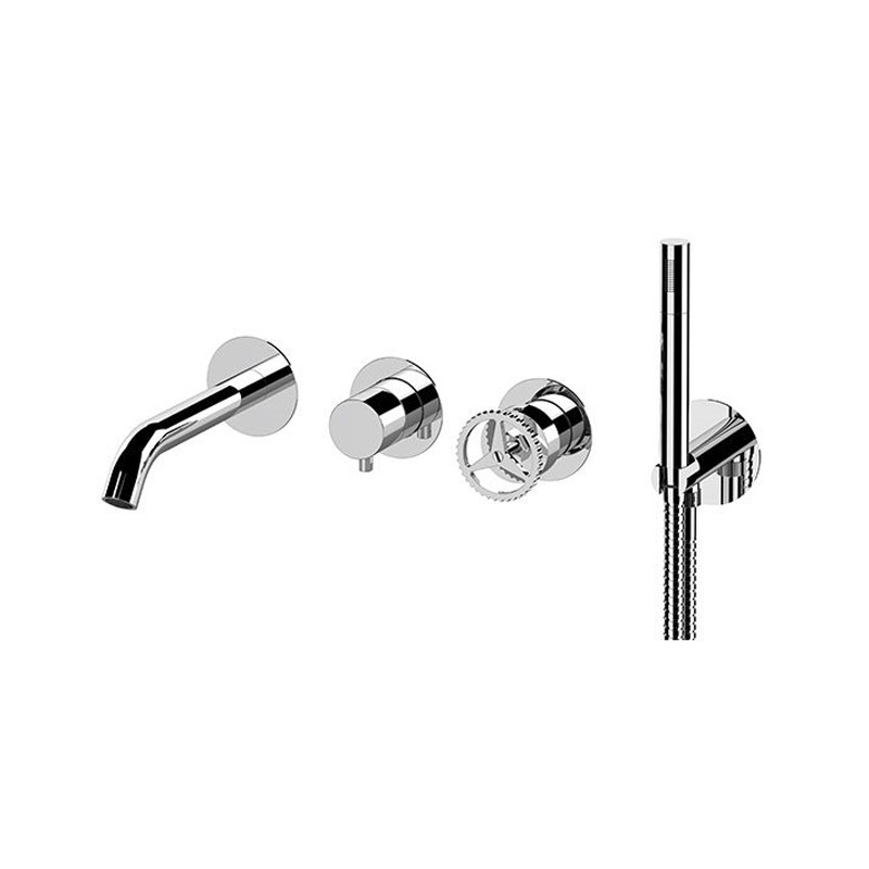 Set a incasso vasca a 2 vie per vasca su piastre tonde separate - serie Chrono Remer CH53D2PWB