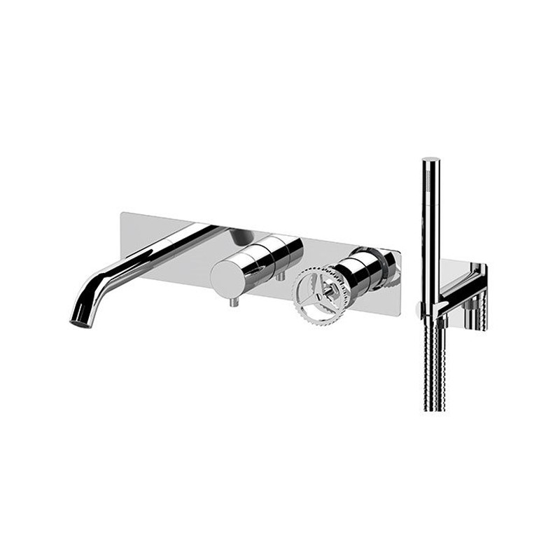 Set a incasso a 2 vie per vasca con miscelatore monocomando, deviatore a 2 uscite e bocca a muro - serie Chrono Remer CH53D2WB