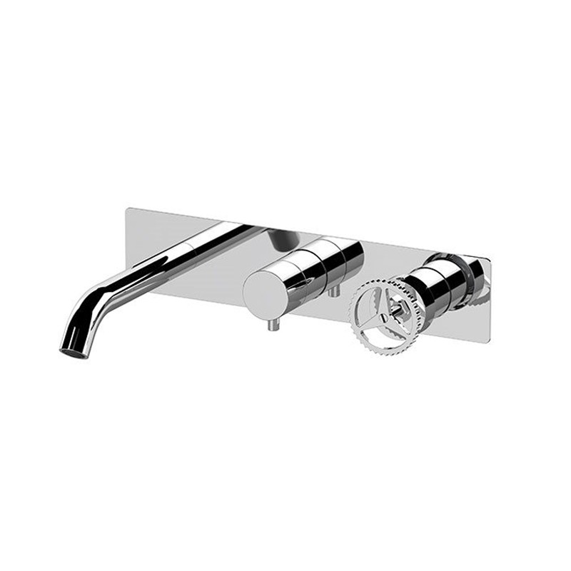 Set miscelatore a incasso a 2 vie per vasca doccia su piastra unica rettangolare con deviatore a 2 uscite - Serie Chrono Reme...