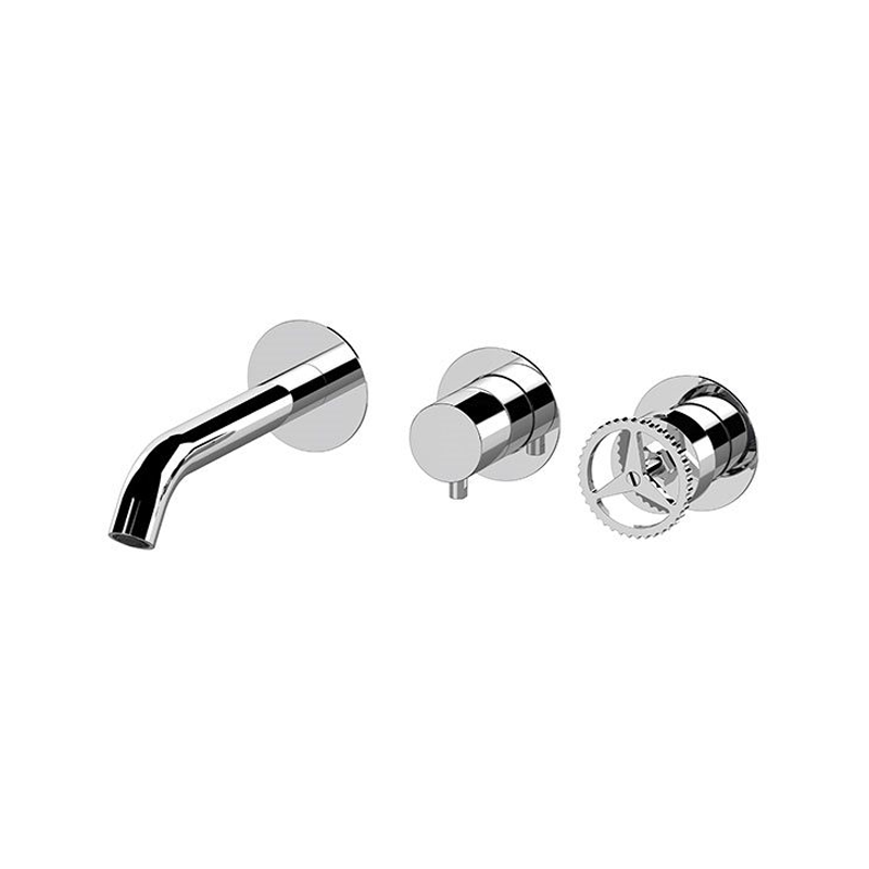 Set miscelatore a incasso a 3 vie per vasca doccia su 3 piastre tonde con deviatore a 3 uscite -serie Chrono Remer CH54D3PWB