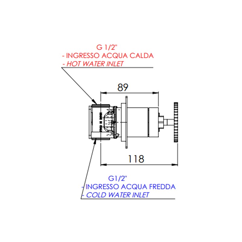 Miscelatore a incasso a 4 vie per vasca o doccia con deviatore singolo a vitone ceramico - serie Chrono Remer CH98D4WB