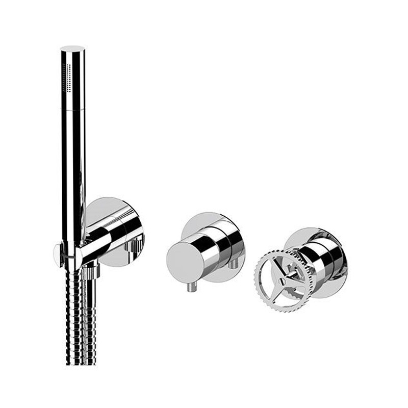 Set miscelatore a incasso a 3 vie per vasca doccia su 3 piastre tonde - serie Chrono Remer CH97D3PWB