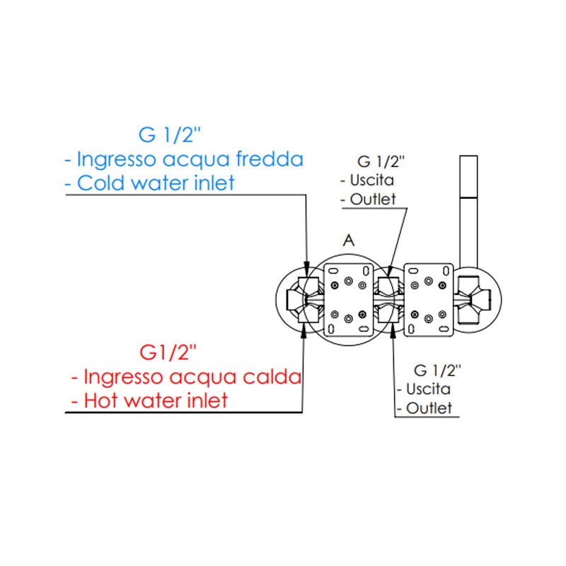 Set miscelatore a incasso a 3 vie per vasca doccia su 3 piastre tonde - serie Chrono Remer CH97D3PWB