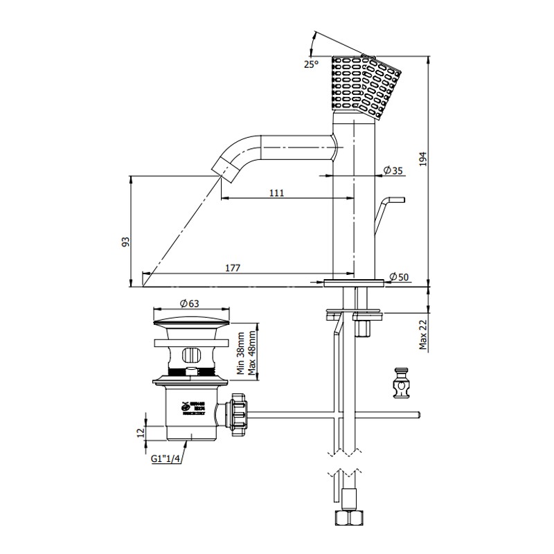 Miscelatore monocomando lavabo con scarico - serie Celebrity Remer CEC10