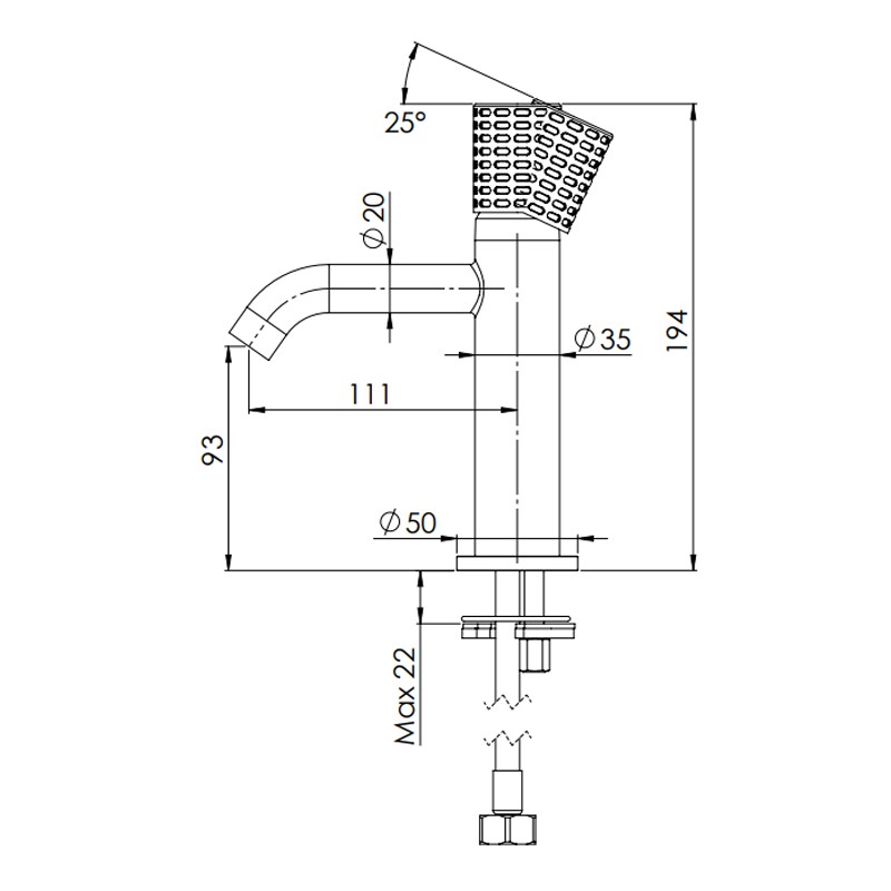 Miscelatore lavabo senza scarico e senza foro sul corpo - serie Celebrity Remer CEC12
