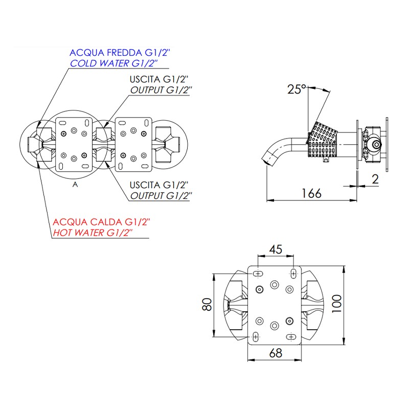 Set miscelatore a incasso a 3 vie per vasca/doccia su 3 piastre tonde - serie Celebrity Remer CEC54D3PWB